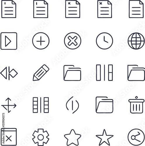Versatile Icon Set Design Featuring Essential UI Elements for Apps and Websites