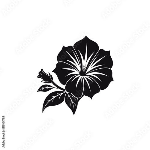 Petunia flower silhouette vector icon.
