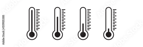Hot and cold temperature vector icon set isolated on white background. Low and high temperature flat illustration collection. Temperature Scale Symbol. Warm cold Symbol