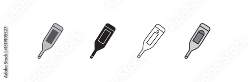 Thermometer icon set  in trendy flat design. Thermometer icon collection on white background. Electronic thermometer icons.