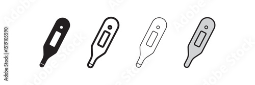 Thermometer icon set  in trendy flat design. Thermometer icon collection on white background. Electronic thermometer icons.