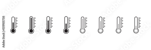 Temperature symbol set . Eight vector thermometer showing the temperature . Temperature symbol. Cold and hot icon sign. vector illustrator