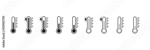 Temperature symbol set. Cold and hot icon sign. thermometer showing the temperature. Weather Sign. Thermometer temperature icon collection