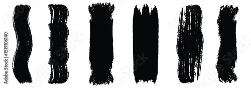 grunge brush stroke set. Set of grunge shapes on a white background. Paint brush stamp collection.