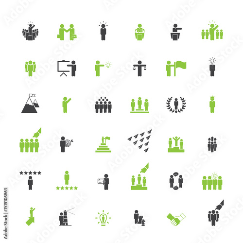 Leadership icons set