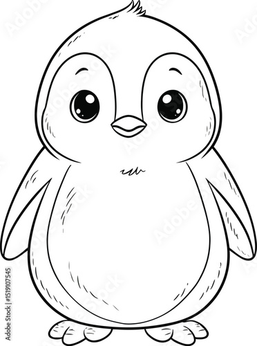Adorable Penguin Illustration – Cute Cartoon Mascot for Coloring, Kids, and Winter Designs