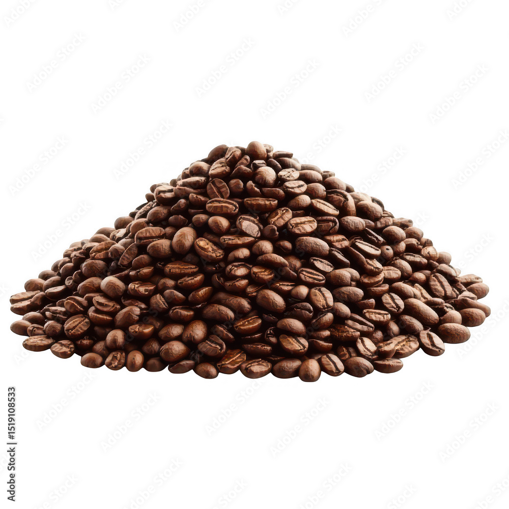 Obraz premium Roasted coffee beans pile isolated on transparent background