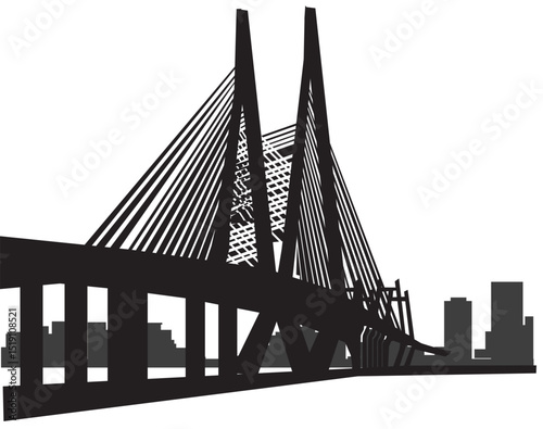bridge in the city cityscape silhouette city skyline