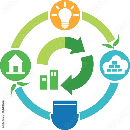 circular economy concept icons with repair reuse
