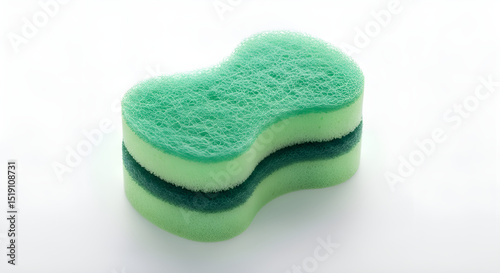 A sponge with dual scrub layers set on a clean white background