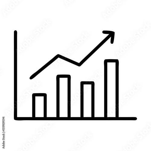 Growth Chart Icon Outline Vector for Business and Finance Concepts