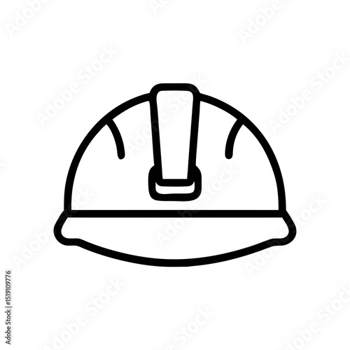 Hard Hat Icon – Outline Vector of Safety Helmet for Construction
