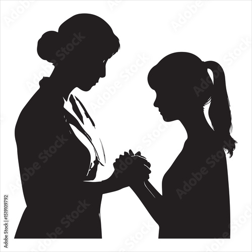 Doctor and Patient Silhouette - Compassionate Healthcare , black colour vactor 