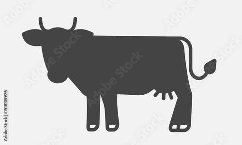 Cow shape silhouette. Cartoon domestic animal. Vector illustration
