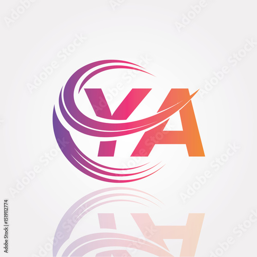 YA Swirl Monogram Logo – Creative Circular Letter mark for Modern Branding & Business Identity	
