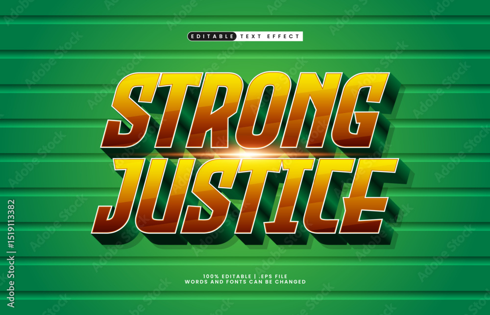 Obraz premium strong justice editable text effect with a super and hero text effect