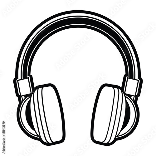 Stylish Headphones in Black and White Silhouette for Music and Audio Enthusiasts silhouette