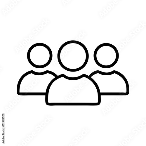 Group of People Line Icon for Team, Community, and Social Network Use