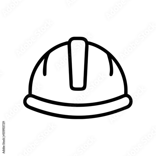 Construction Hard Hat Line Icon for Safety and Industrial Use