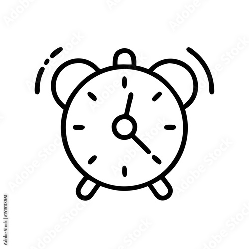 Alarm Clock Icon Outline Style Isolated on White Background