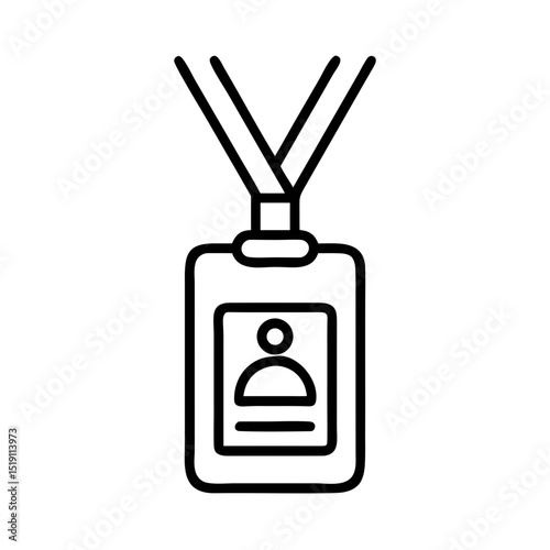 ID Badge Icon in Minimal Line Style Isolated on White Background