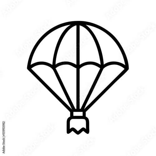 Parachute Icon in Minimal Line Art Style Isolated on White Background