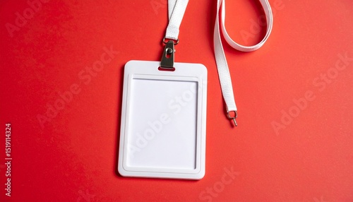 id card holder on red background