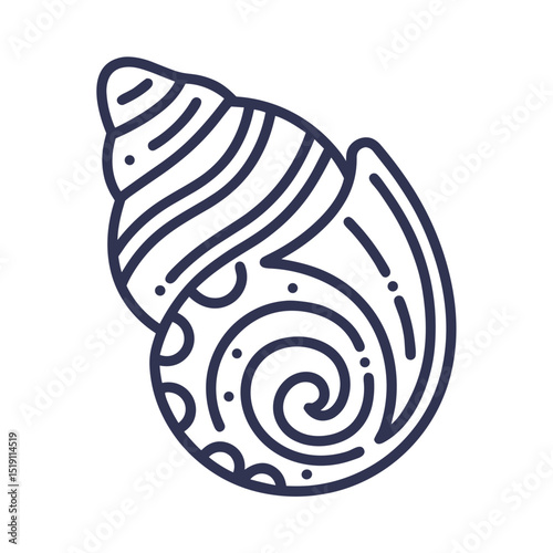Seashell icon for beach websites, marine biology blogs, coastal decoration catalogs, nature collection guides and summer vacation themed design materials