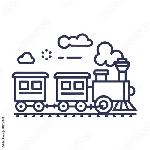 Toy train icon for children's railway websites, wooden toy catalogs, classic play blogs, childhood development materials and nostalgic gift recommendation platforms