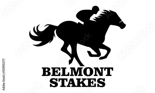 Belmont stakes horse racing icon, belmont stakes horse racing vector illustration and belmont stakes horse racing logo design with white background
