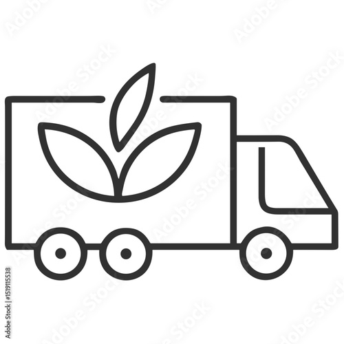 Eco-friendly transportation truck icon for logistics websites, sustainable delivery blogs, green shipping presentations, supply chain materials and environmental transport initiatives