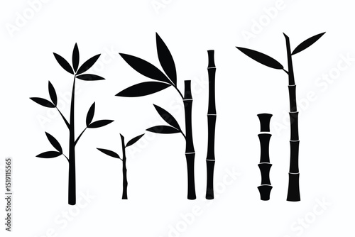 Bamboo Tree Silhouette Vector Collection Nature Design
