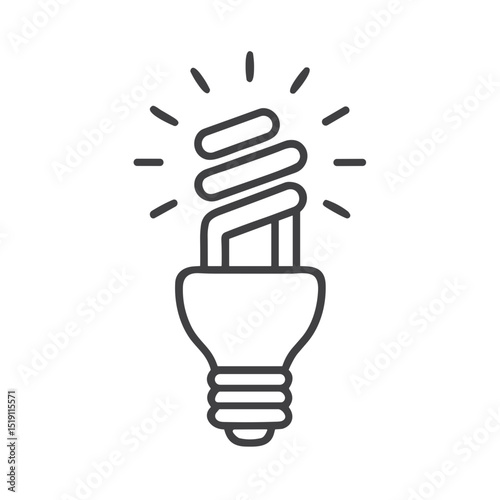 Energy efficient lightbulb icon for conservation websites, electricity saving blogs, green technology presentations, sustainable living guides and environmental awareness materials