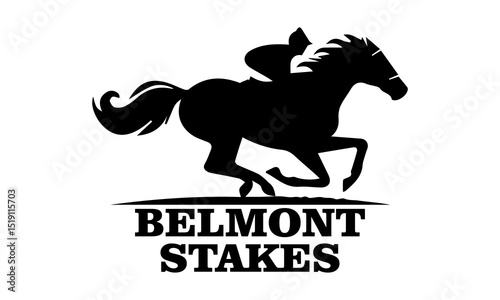 Belmont stakes horse racing icon, belmont stakes horse racing vector illustration and belmont stakes horse racing logo design with white background