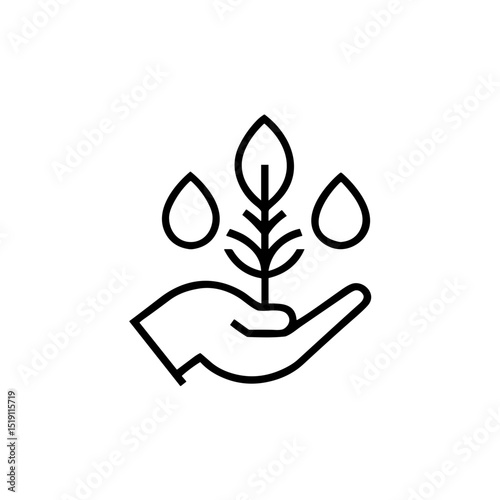 Nature preservation hand with plant icon for environmental conservation websites, ecological protection blogs, sustainability initiatives, biodiversity awareness and Earth Day campaigns