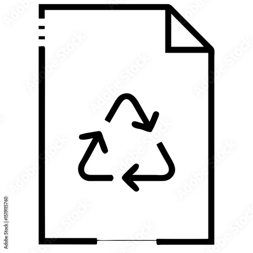 Recycled paper icon for waste management websites, environmental conservation blogs, sustainable office materials, green business initiatives and eco-friendly packaging presentations