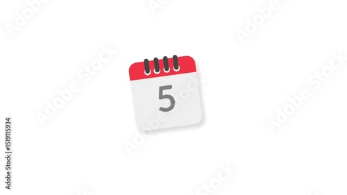 calendar icon animation, isolated on white color background.