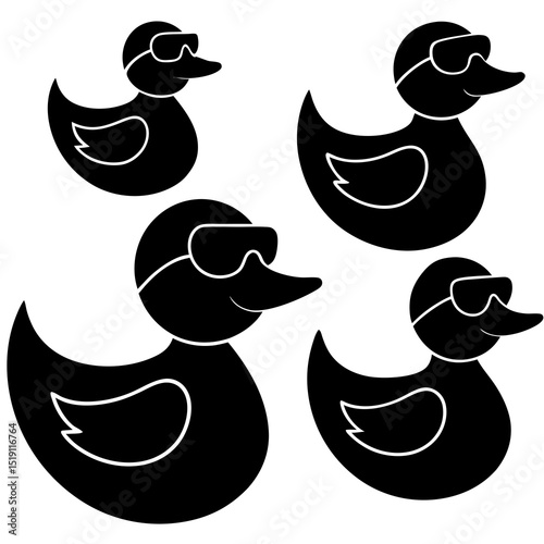 Rubber Duck Icons Set Vector Illustration