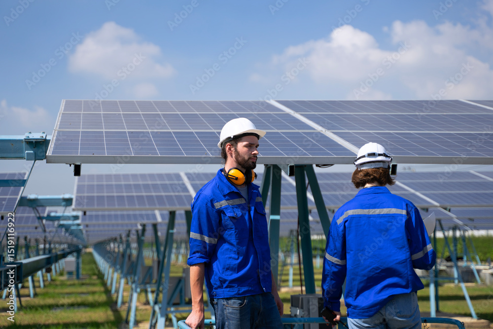 custom made wallpaper toronto digitalEngineers are working at solar farm.