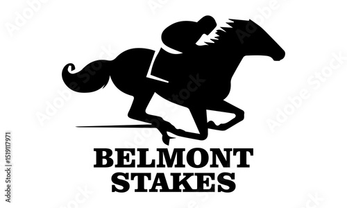 Belmont stakes horse racing icon, belmont stakes horse racing vector illustration and belmont stakes horse racing logo design with white background