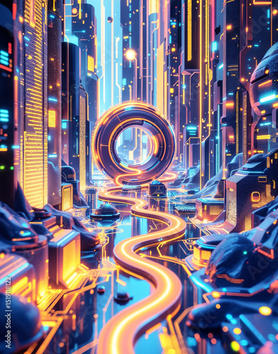 abstract futuristic city sky skyscraper technology background