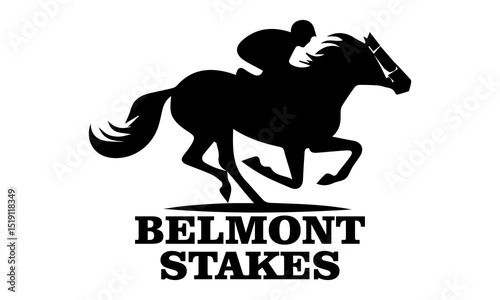 Belmont stakes horse racing icon, belmont stakes horse racing vector illustration and belmont stakes horse racing logo design with white background