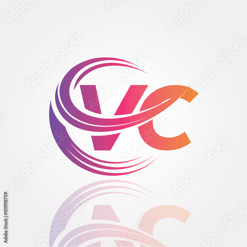 VC Swirl Monogram Logo – Creative Circular Letter mark for Modern Branding & Business Identity	
