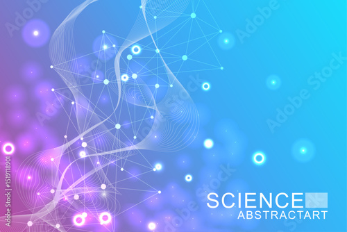 Abstract technology connect background lines and dots with hexagons. Modern hexagons technology concept design background. Vector illustration.