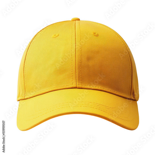Plain yellow baseball cap isolated on transparent background