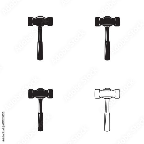 Four different types of sledgehammer illustrations in black and white against a white background.