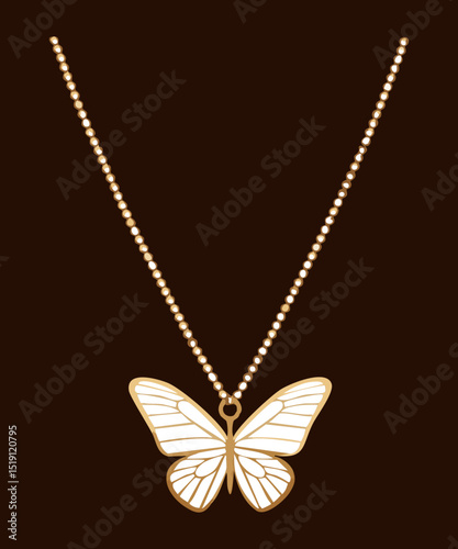 Golden Chain Necklace with White Butterfly