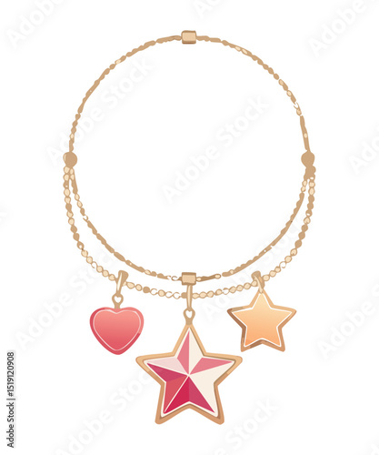 Golden Chain with Stars and Hearts