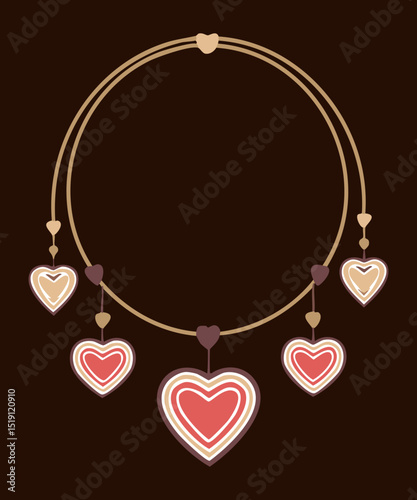 Gold Necklace with Heart Charms