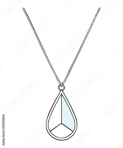 Silver Necklace with Clear Teardrop Gemstone